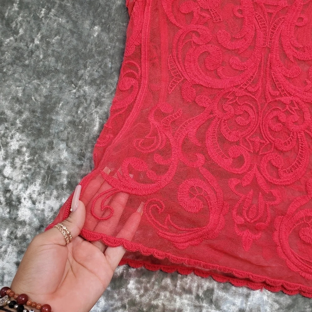 Express Red Embroidered Tank - Picture 3 of 6